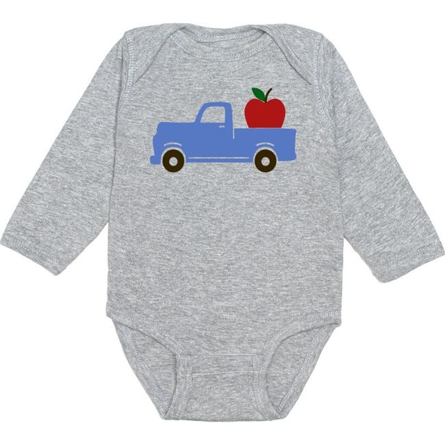 Apple Truck Long Sleeve Bodysuit, Grey
