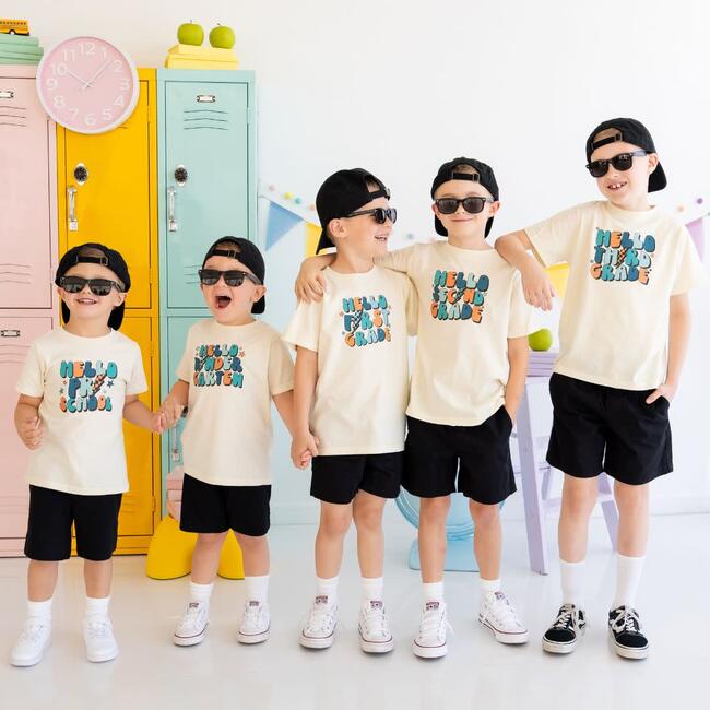 Hello First Grade Short Sleeve T-Shirt, Natural - T-Shirts - 5