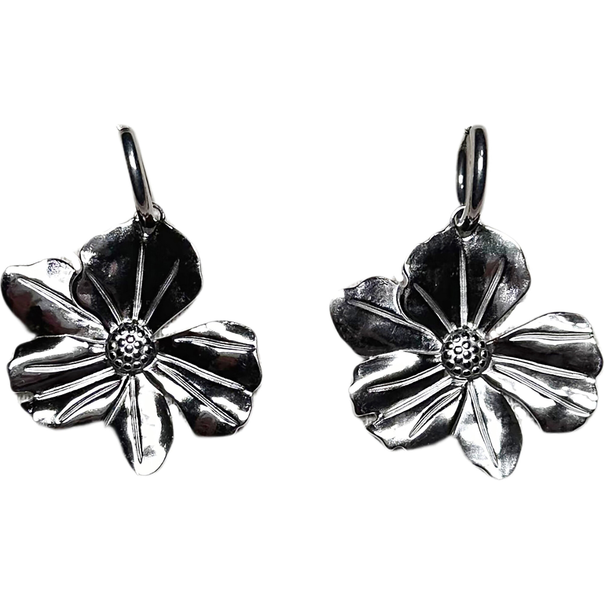 Full Bloom Earrings, Silver - Earrings - 1