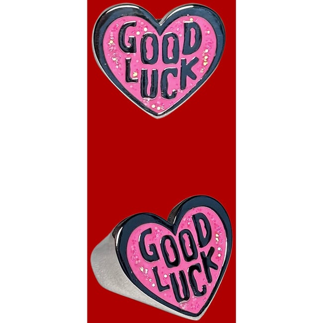 Good Luck Ring, Pink Glitter - Rings - 6