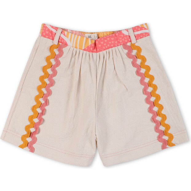 Lillete Solid Cotton Shorts, Off-White
