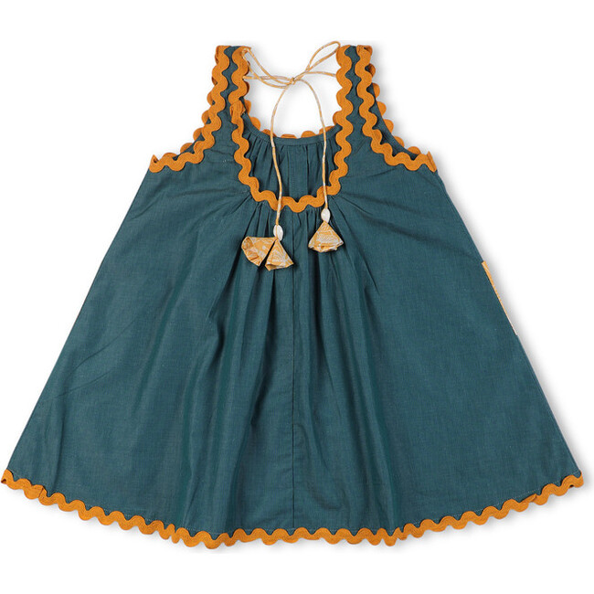 Lagoon Striped Cotton Flare Dress, Green - Dresses - 3