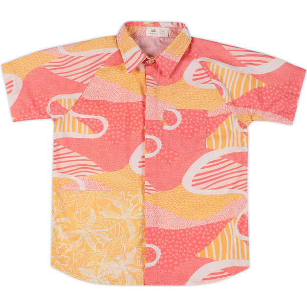 Candy Escape Printed Cotton  Shirt, Pink and Yellow