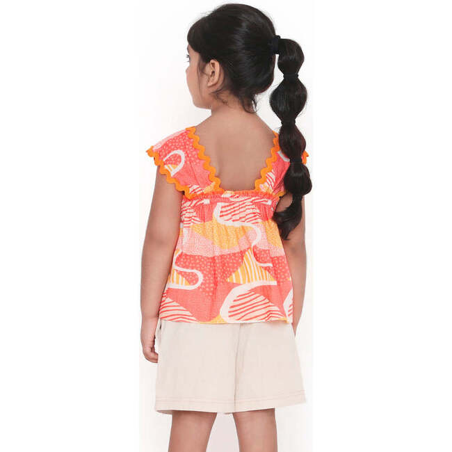 Candy Escape Printed Cotton Co-Ord Set with Shorts, Pink and Yellow - Two Pieces - 3