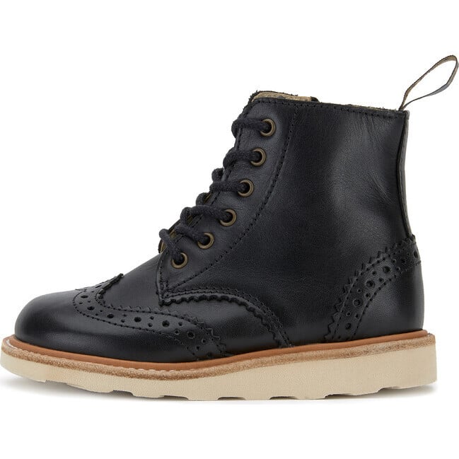 Sidney Vegan Brogue Boot, Black Leather - Boots - 3