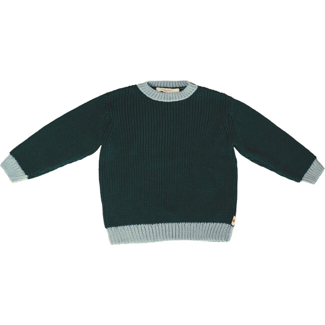 Merino Round Neck Straight Cut Sweater, Forest Mesh