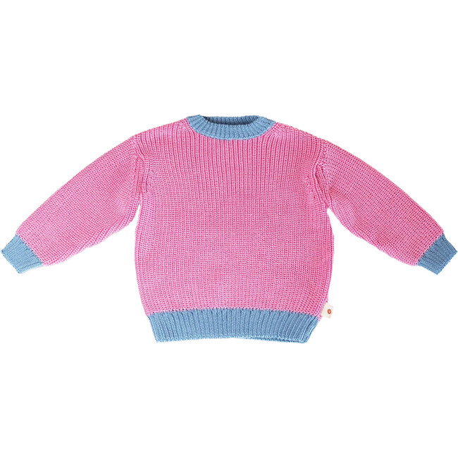 Merino Round Neck Straight Cut Sweater, Pink Sky