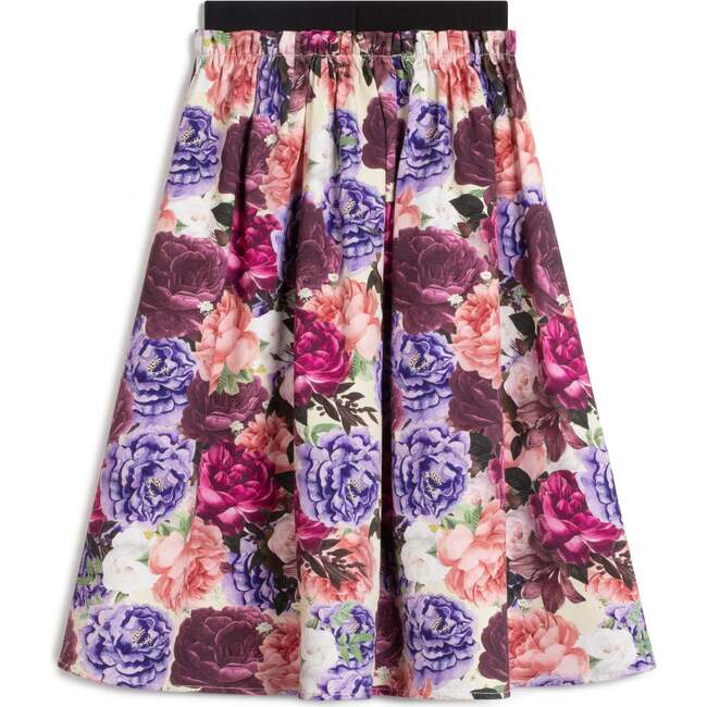 Silvina Elastic Waist Mid Length Flannel Skirt, Wallpaper