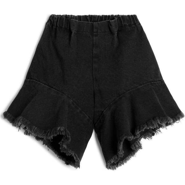 Aurelia Stone Washed Raw Hems Denim Shorts, Denim Black