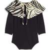 Baby's Aurora Long Sleeve Snap Button Bodysuit, Zebra Black - Bodysuits - 2