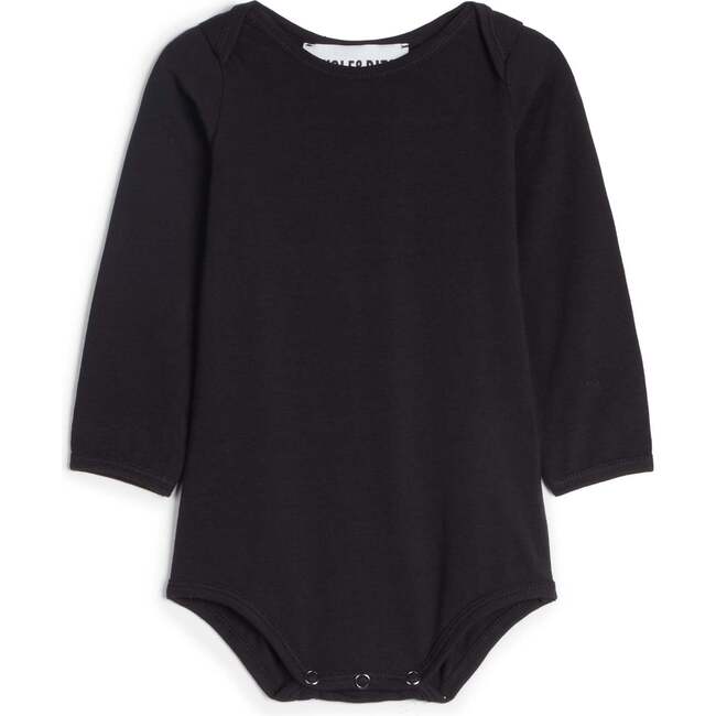Baby's Aurora Long Sleeve Snap Button Bodysuit, Zebra Black - Bodysuits - 3