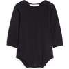 Baby's Aurora Long Sleeve Snap Button Bodysuit, Zebra Black - Bodysuits - 3