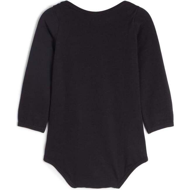 Baby's Aurora Long Sleeve Snap Button Bodysuit, Zebra Black - Bodysuits - 4
