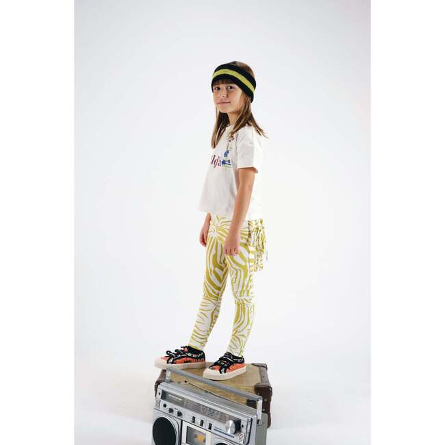 Ana Gathered Fringe Back Skirt Leggings, Zebra Olive - Leggings - 2