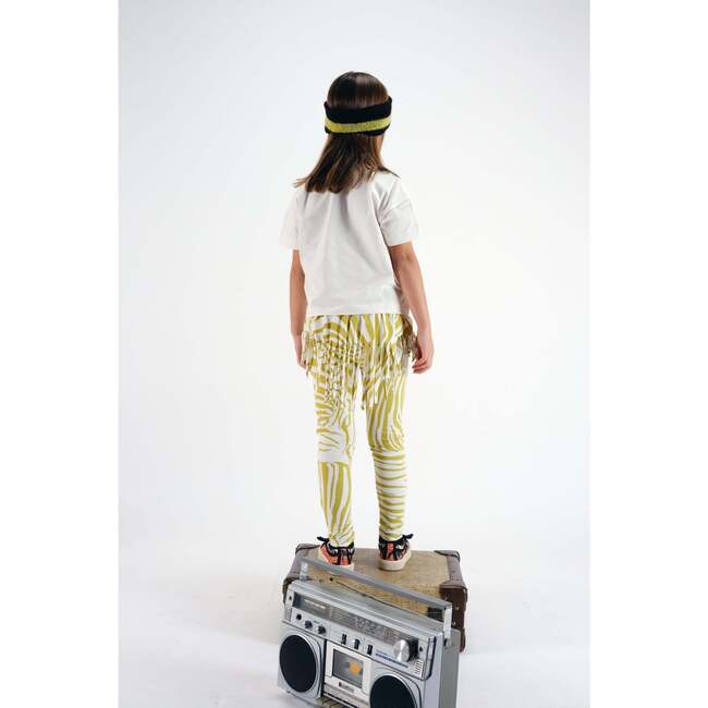 Ana Gathered Fringe Back Skirt Leggings, Zebra Olive - Leggings - 3