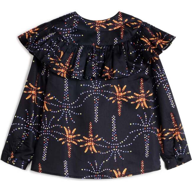 Alzira Frill Detail Long Sleeve Blouse, Fireworks - Blouses - 5