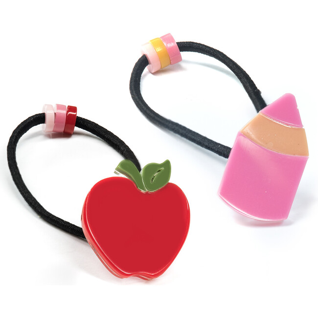 Apple and Pencil Pink Hair Ties