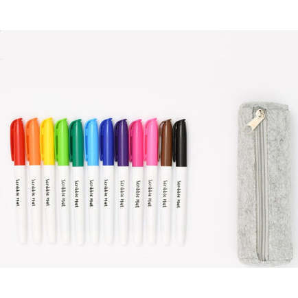 Grey Pencilcase & Erasable Pens