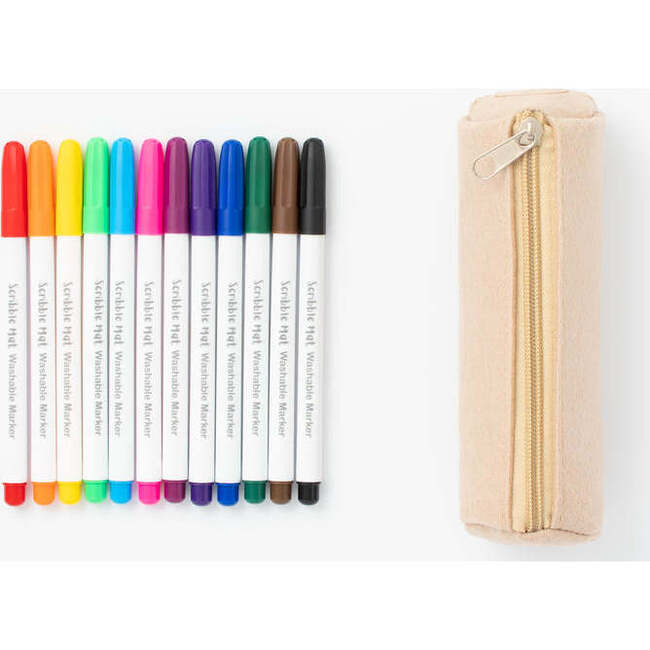 Brown Pencilcase & Washable Pens