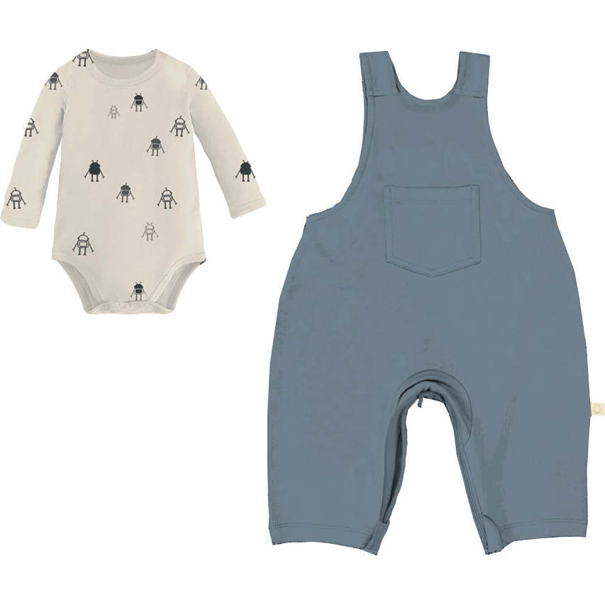 Bamboo Fleece Onesie Overall Set, Robot - Mixed Apparel Set - 1