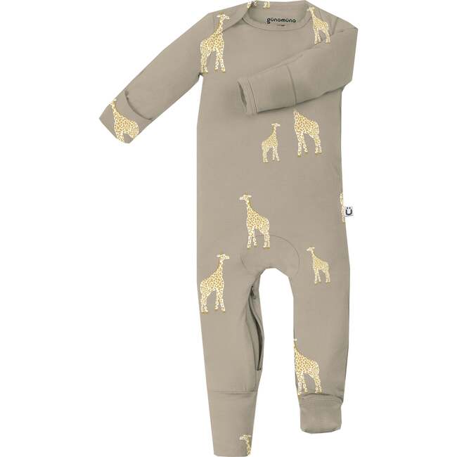 DiaperZip Convertible Footie Pajamas, Giraffe Maple