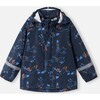 Kid's Vesi All-Over Print Zipper Rain Jacket, Navy - Raincoats - 1 - thumbnail