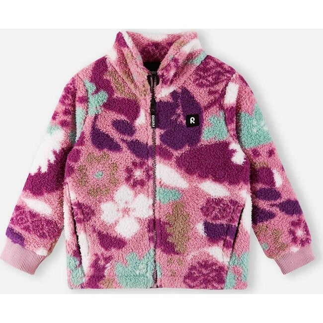 Kid's Turkkinen Sherpa Fleece Full Zip Sweater, Grey Pink