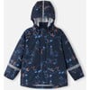 Kid's Vesi All-Over Print Zipper Rain Jacket, Navy - Raincoats - 3