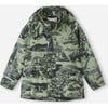 Kid's Koski Fleece Lined Rain Jacket, Greyish Green - Raincoats - 1 - thumbnail