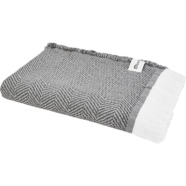 Herringbone Stain Resistant Indoor Outdoor Throw, Pewter - Throws - 5