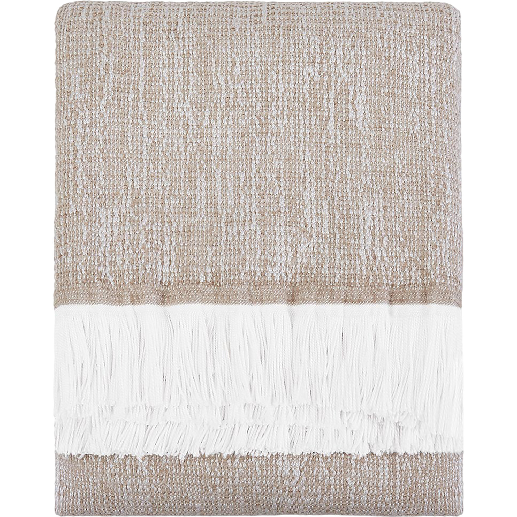 Crosshatch Stain Resistant Indoor Outdoor Throw, Flax - Throws - 1