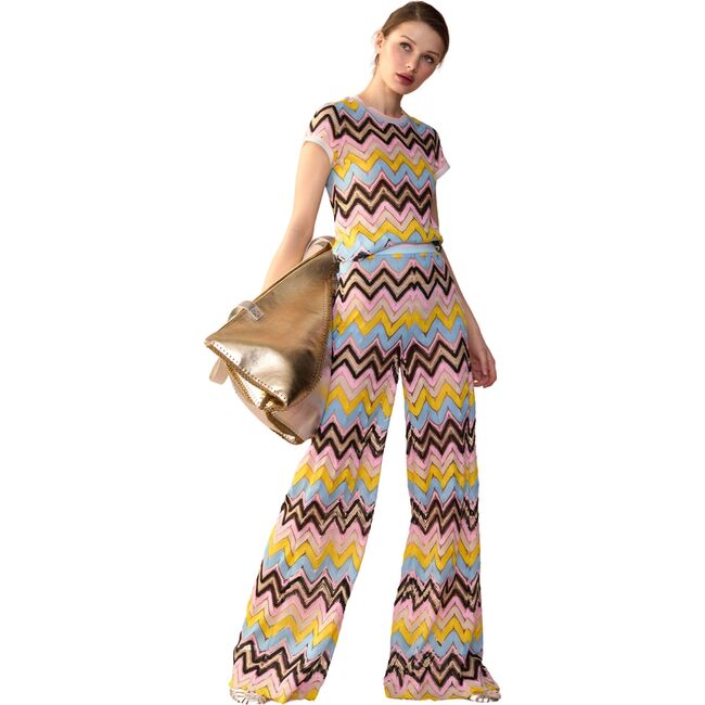 Women's Zigzag High Waist Knit Pants, Multicolors