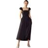 Women's Bodrum Short Puff Sleeve Back Tie Dress, Black - Dresses - 1 - thumbnail