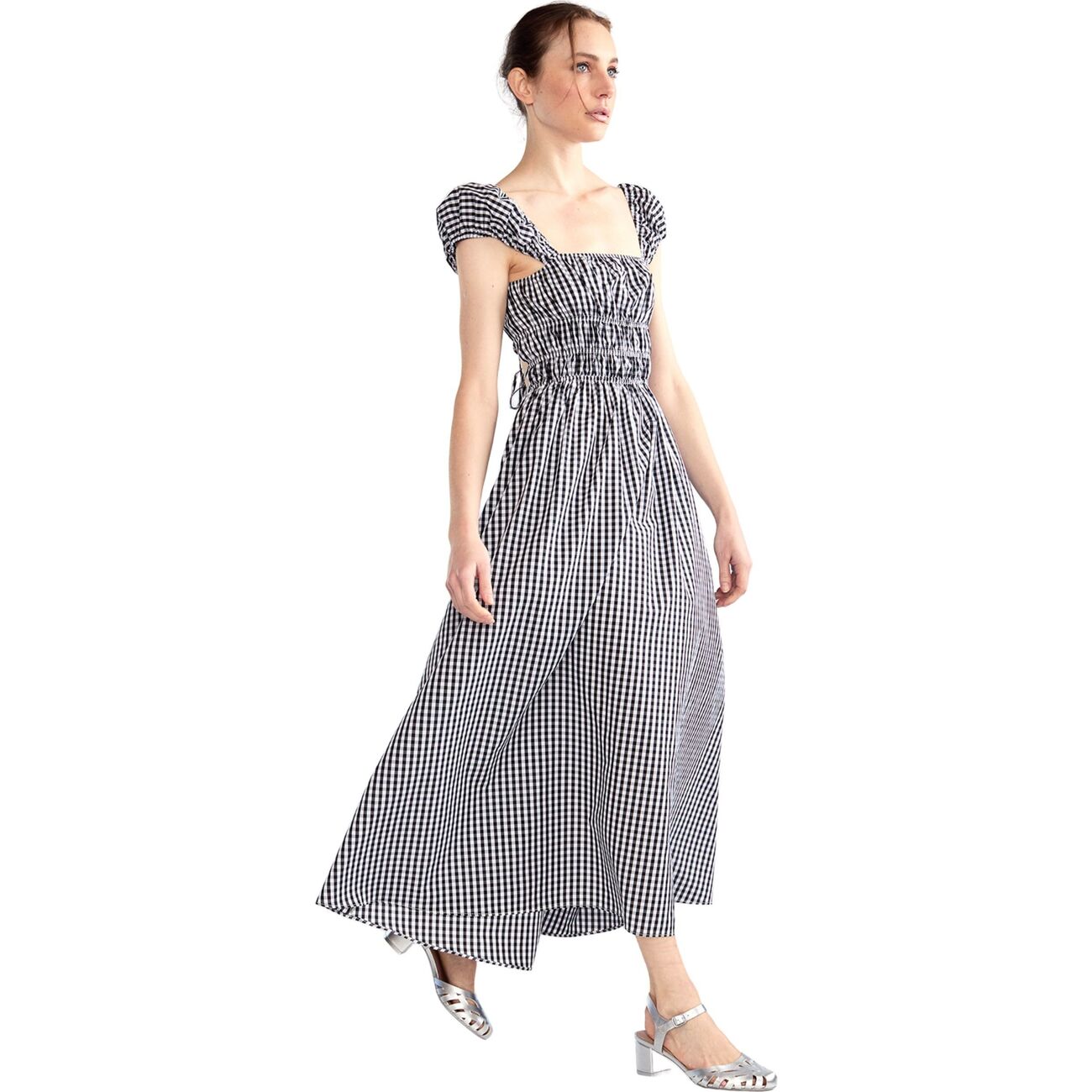 Women's Bodrum Short Puff Sleeve Back Tie Dress, Black & White Gingham - Cynthia  Rowley Dresses