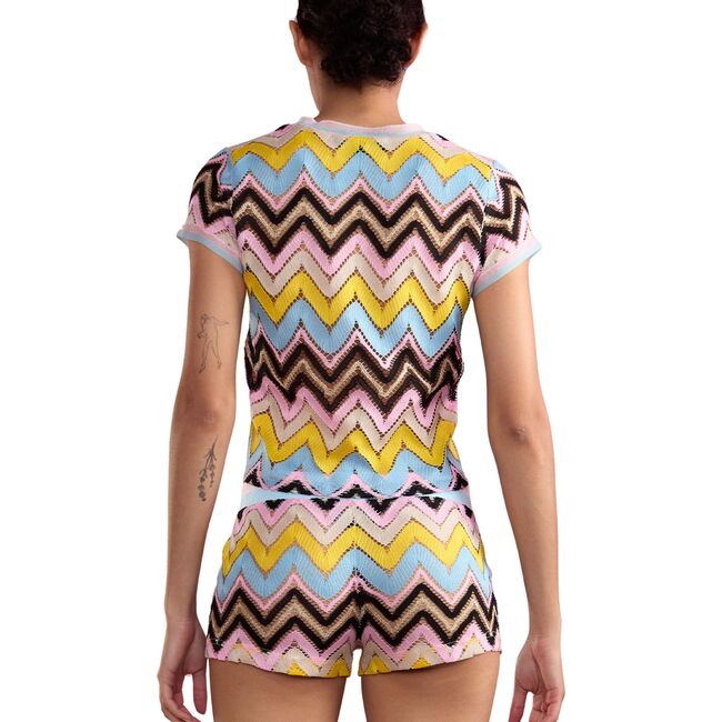 Women's Zigzag Short Sleeve Knit Tee, Multicolors - T-Shirts - 4