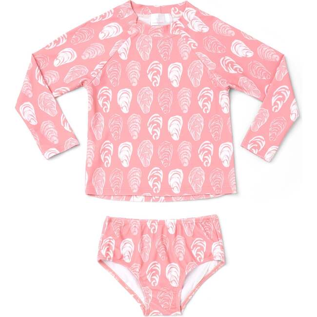 Rashguard Long Sleeve One-Piece Swimsuit, Oyster Pink Coral