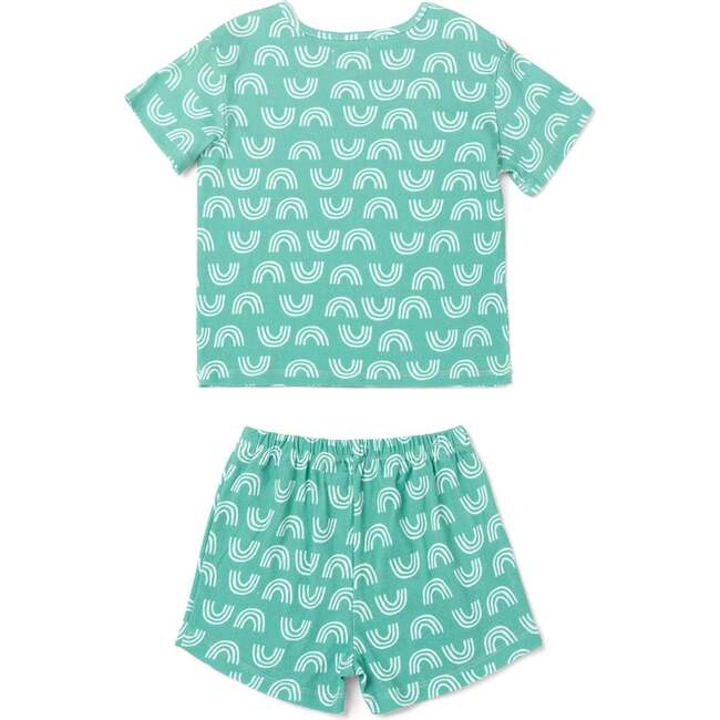 Rainbow Print 2-Piece Short Sleeve Tee & Short Playset, Jade - Mixed Apparel Set - 2