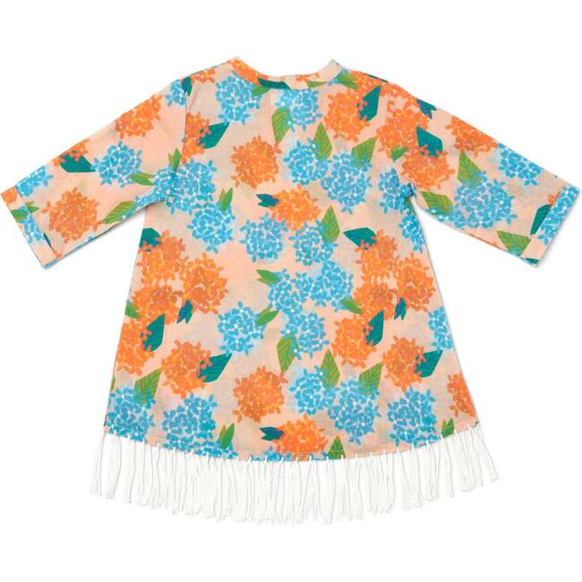 Floral Hand Fringe Print Long Sleeve Cover-Up, Hydrangea - Cover-Ups - 2