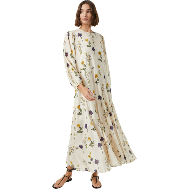 Women's Violet Print Long Sleeve Maxi Dress, Saba
