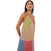 Women's Nadia Deep V-Neck Strap Dress, Multi Stripe Patchwork - Dresses - 3