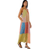 Women's Nadia Deep V-Neck Strap Dress, Multi Stripe Patchwork - Dresses - 4