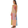 Women's Nadia Deep V-Neck Strap Dress, Multi Stripe Patchwork - Dresses - 5