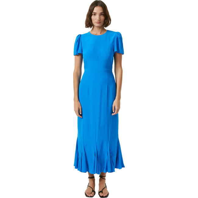 Women's Lulani Puff Cap Sleeve Round Neck Dress, Sapphire Blue