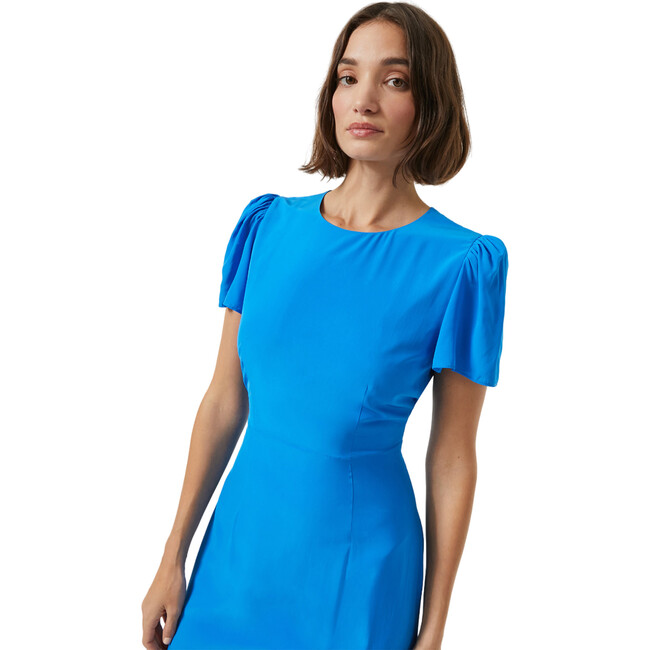 Women's Lulani Puff Cap Sleeve Round Neck Dress, Sapphire Blue - Dresses - 4