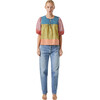 Women's Javier Print Puff Sleeve Top, Multi Stripe Patchwork - Blouses - 4