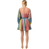 Women's Ella Long Dolman Sleeve Braided Belt Dress, Multi Stripe Patchwork - Dresses - 2