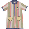 Terry Short Sleeve Zipper Overall, Tropical Stripes - Overalls - 1 - thumbnail