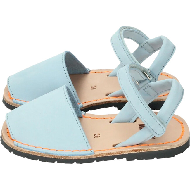 Menorcan Nubuck Velcro Sandals, Sky Blue