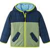 Color-Block Puffer Sherpa Jacket, Teal & Navy - Jackets - 1 - thumbnail