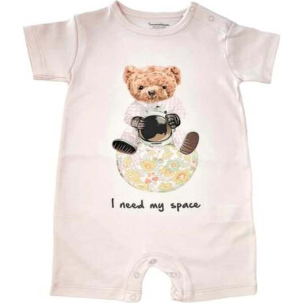 Tecomoabesos Hand Smocked Playsuit, White with Pink
